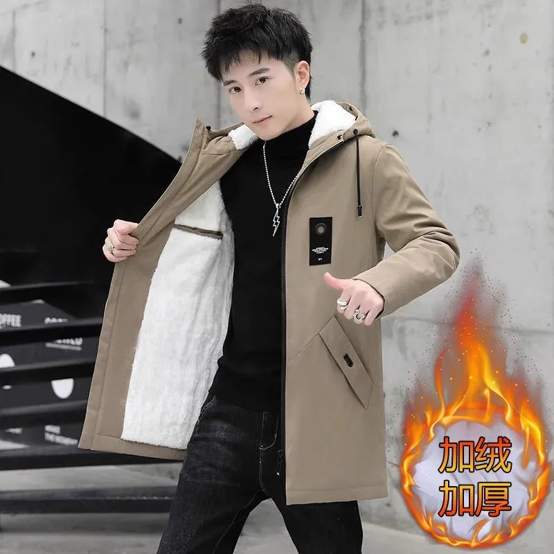 Instock-Men's mid-length windbreaker autumn and winter jacket