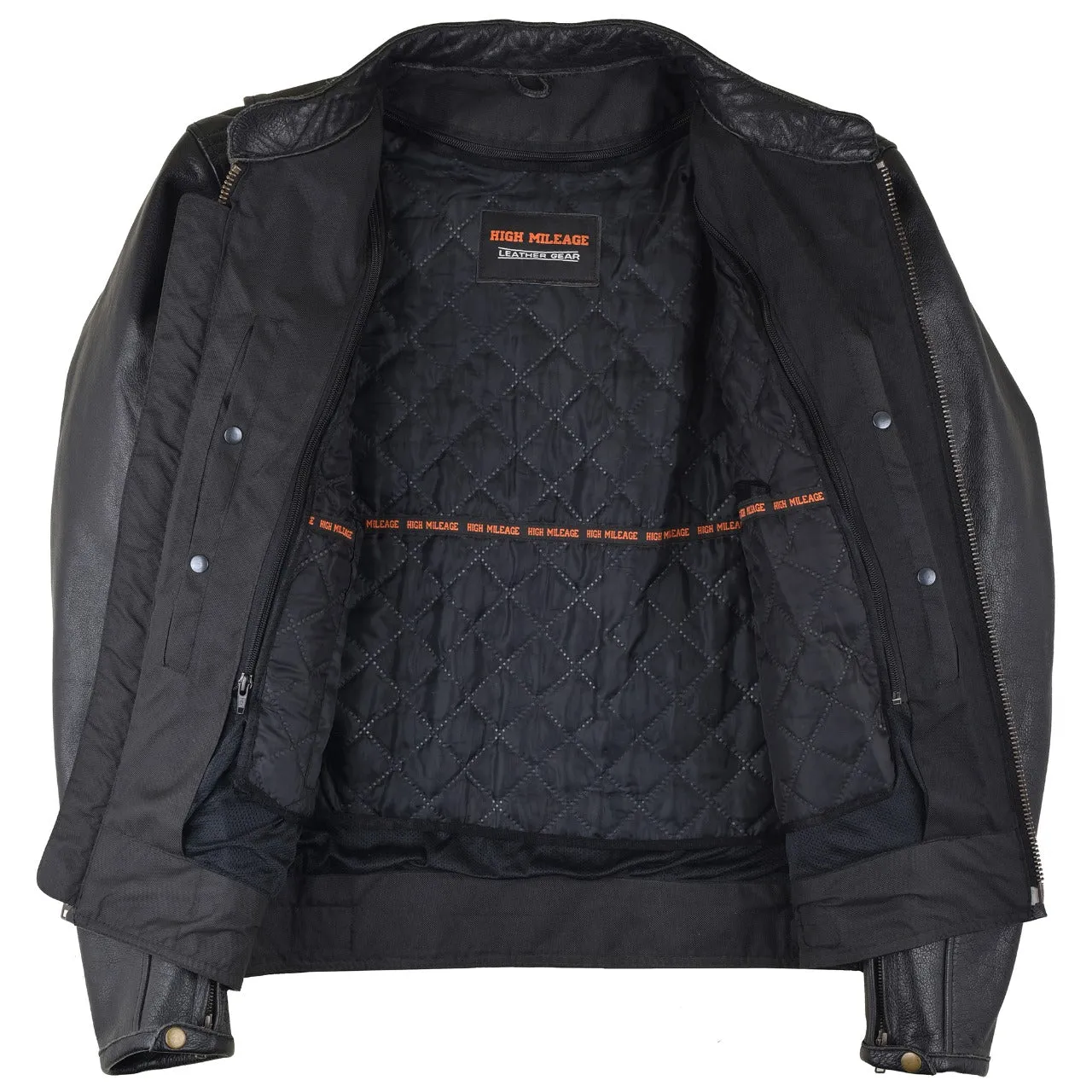 VL535 Reflective Skull Premium Cowhide Leather Motorcycle Jacket